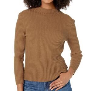 Vince Ribbed Mock Neck Cashmere Silk Sweater Size Large
